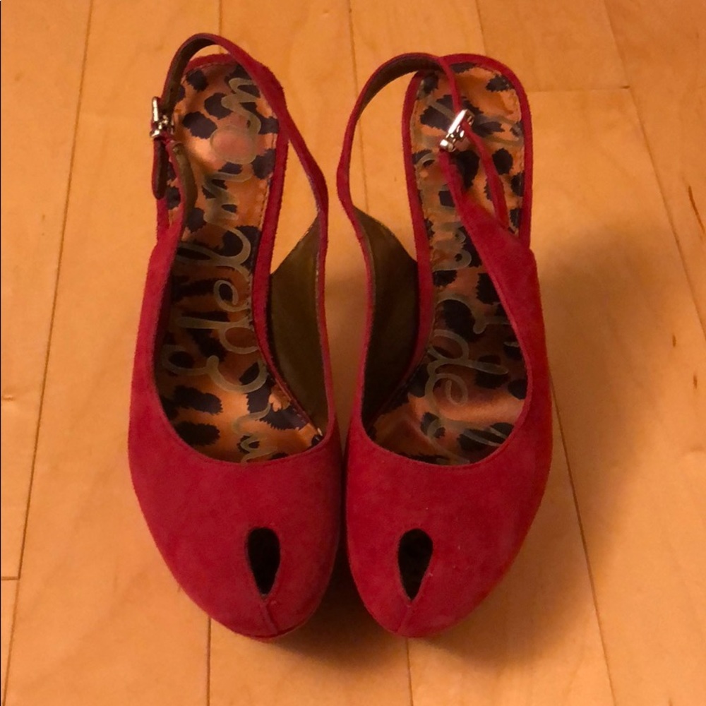 Sam Edelman Red suede Heeled sling backs